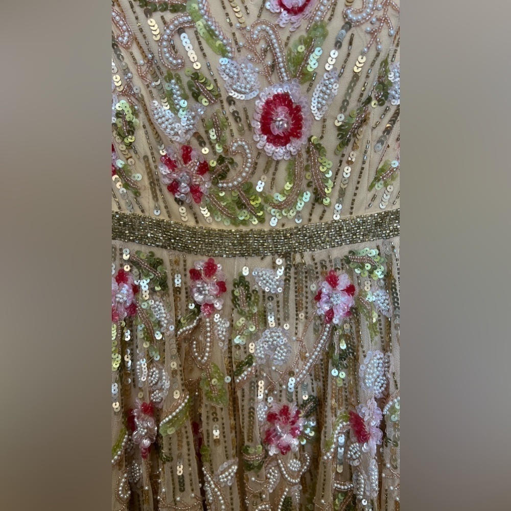 Mac Duggal 5415 NWT Floral Embellished Wrap Over Puff Sleeve A Line Gown - Picture 9 of 14